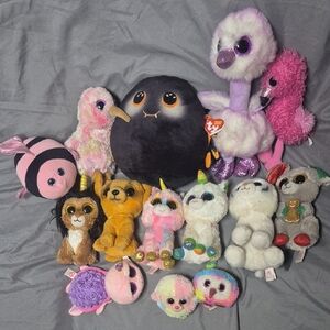 Ty Plush Toy Bundle ×14- Black, Pink, White, and More